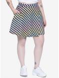 Pastel Checkered Skater Skirt Plus Size, , hi-res
