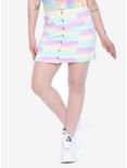 Blackheart Pastel Striped Snap-Front Denim Skirt, , hi-res