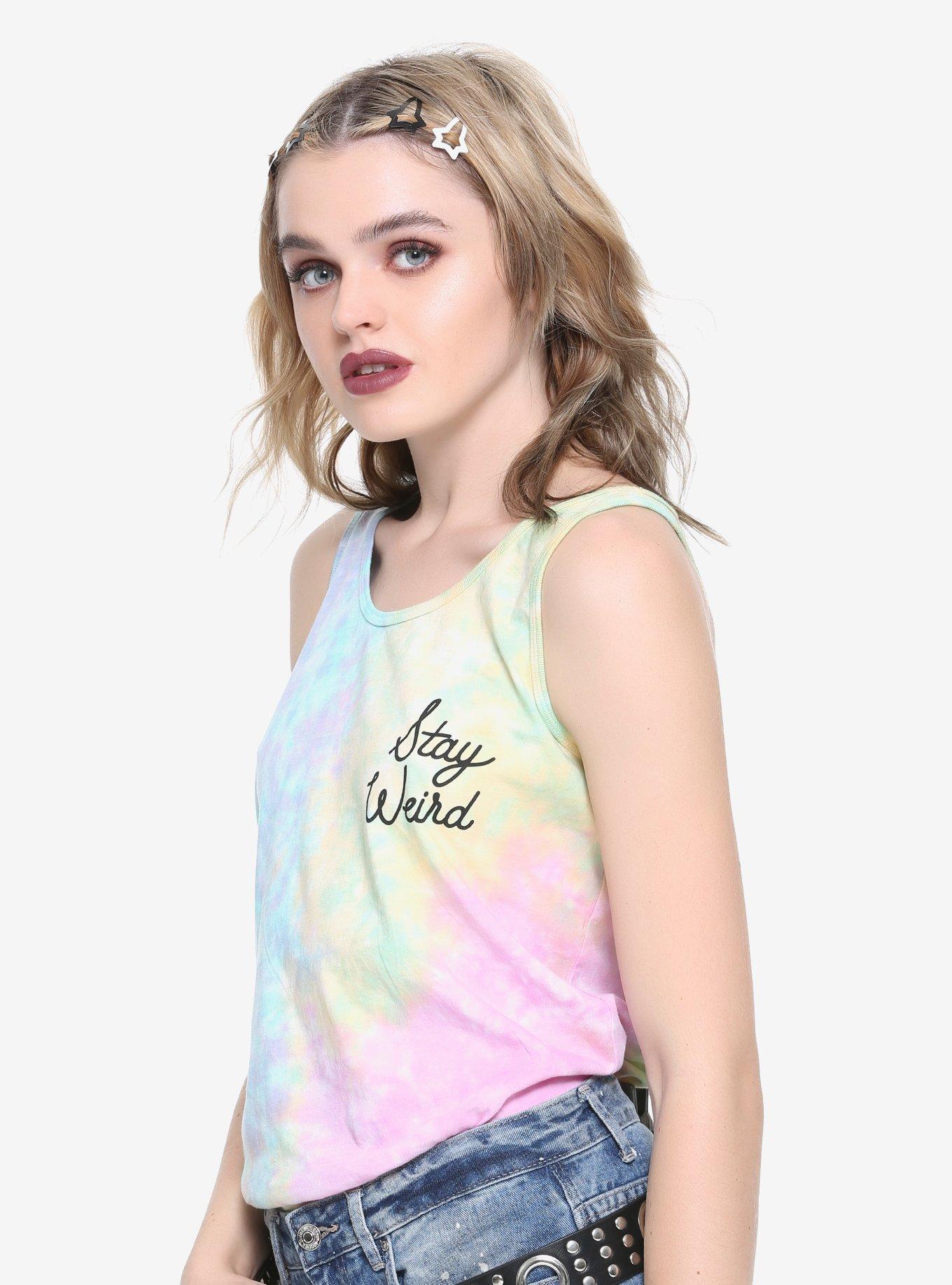Stay Weird Pastel Tie Dye Girls Tank Top, TIE DYE, hi-res
