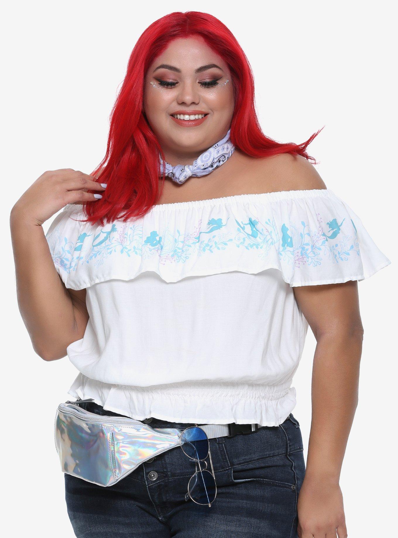 Disney The Little Mermaid Ariel Smocked Off-The-Shoulder Girls Top Plus Size, MULTICOLOR, hi-res