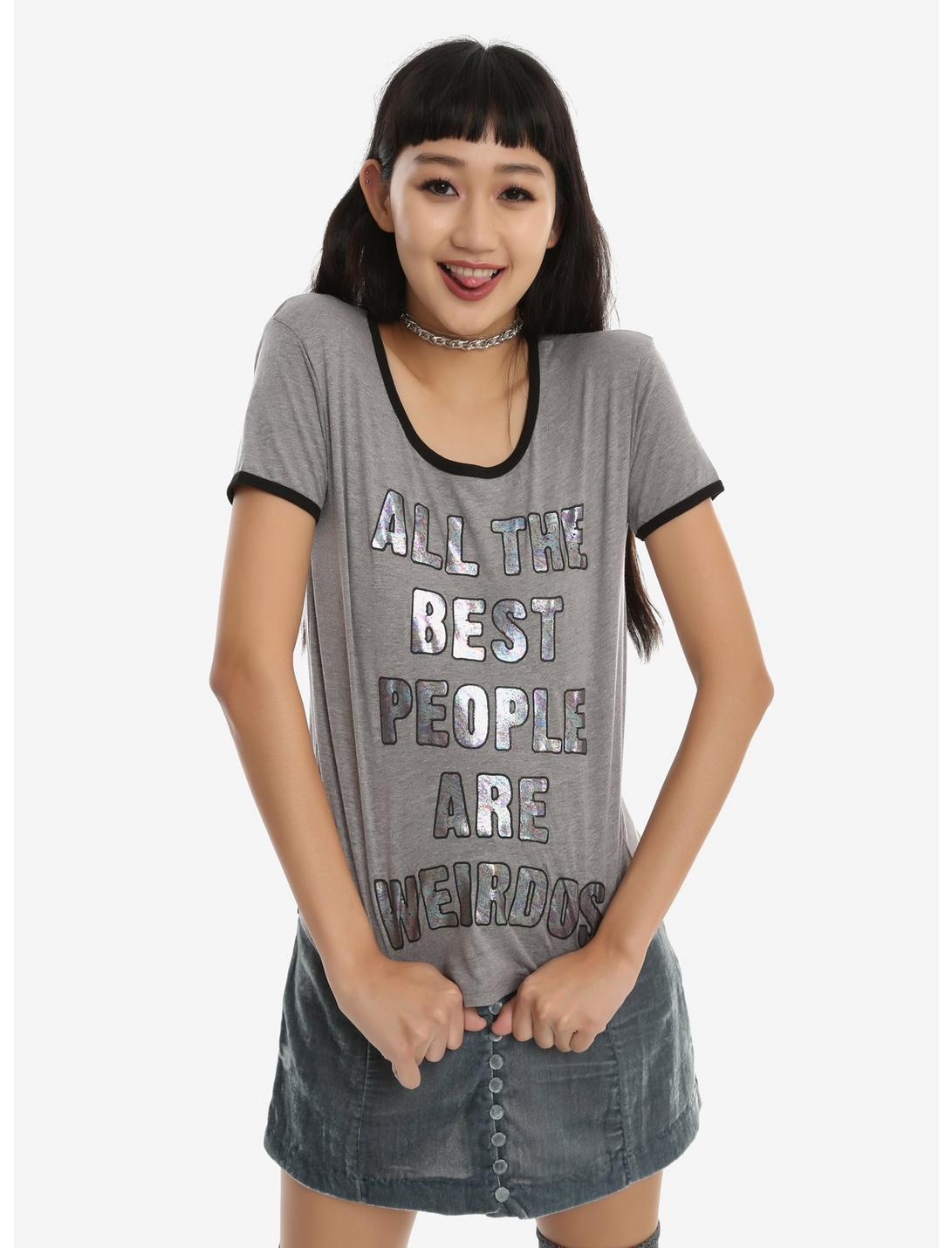 Best People Are Weirdos Girls Ringer T-Shirt, IVORY, hi-res
