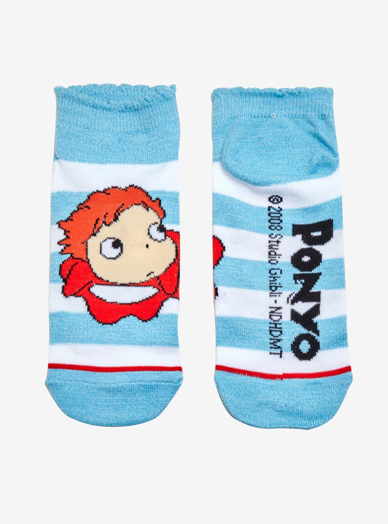 Studio Ghibli Ponyo Turquoise Stripe No-Show Socks, , hi-res