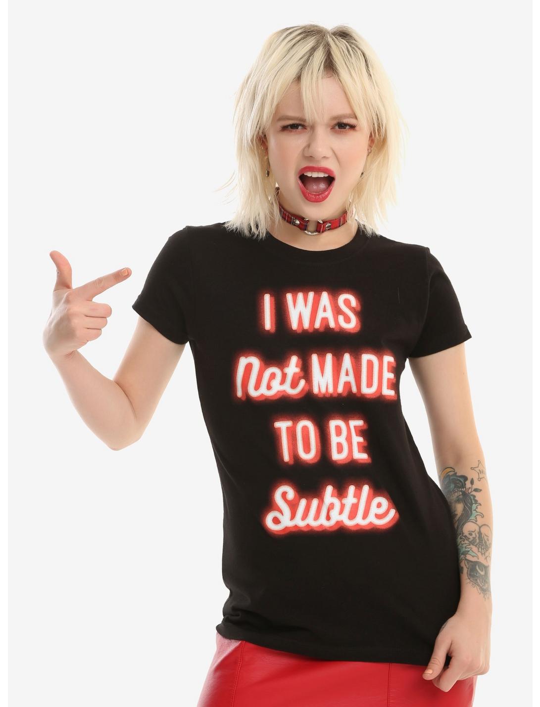 Not Made To Be Subtle Girls T-Shirt, BLACK, hi-res