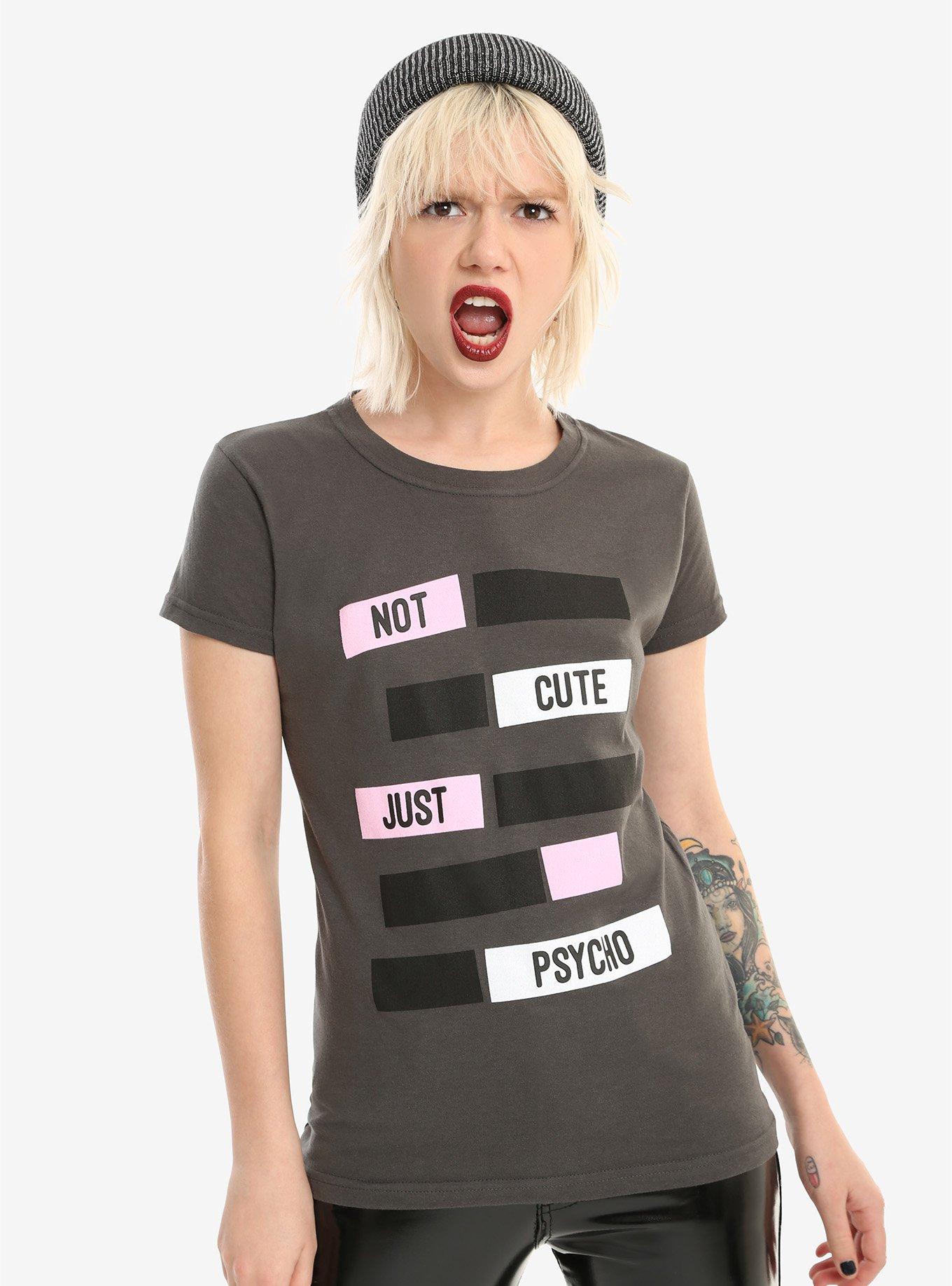 Not Cute Just Psycho Girls T-Shirt, GREY, hi-res