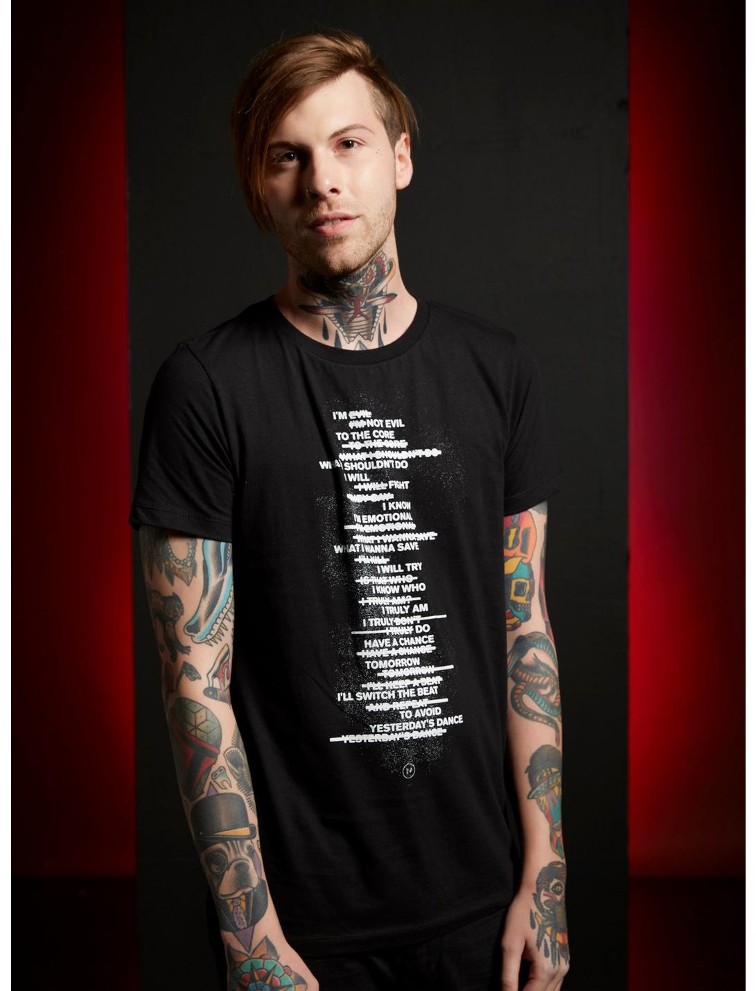 Twenty One Pilots Fairly Local Lyrics T-Shirt, BLACK, hi-res