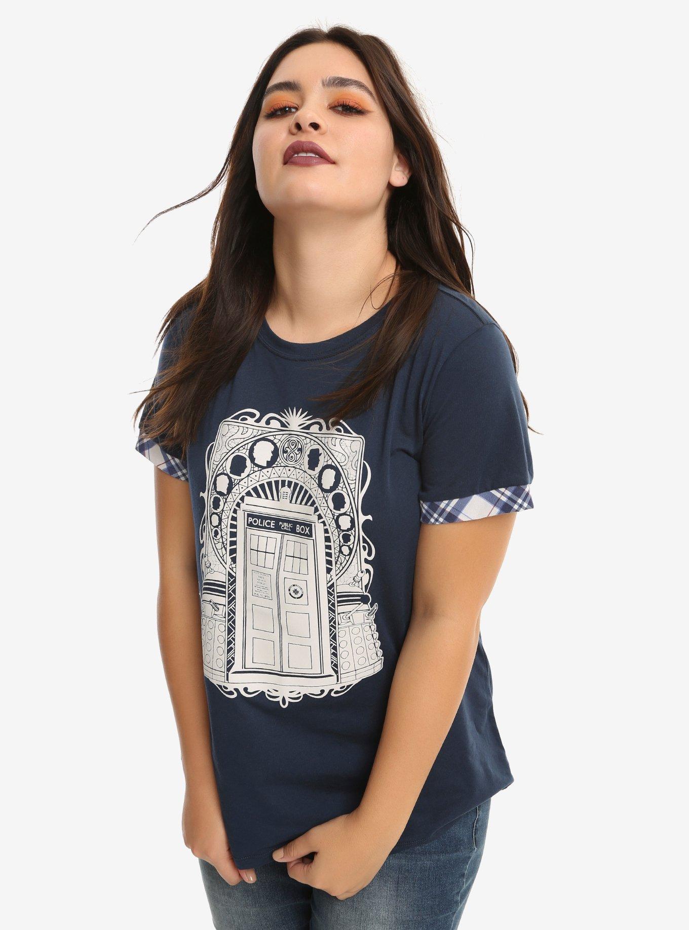 Her Universe Doctor Who TARDIS Plaid Girls T-Shirt Plus Size, MULTI, hi-res