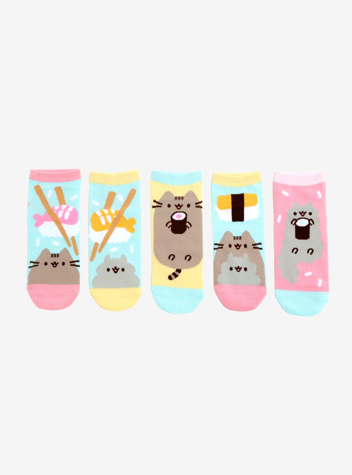 Pusheen & Stormy Sushi No-Show Socks 5 Pair, , hi-res