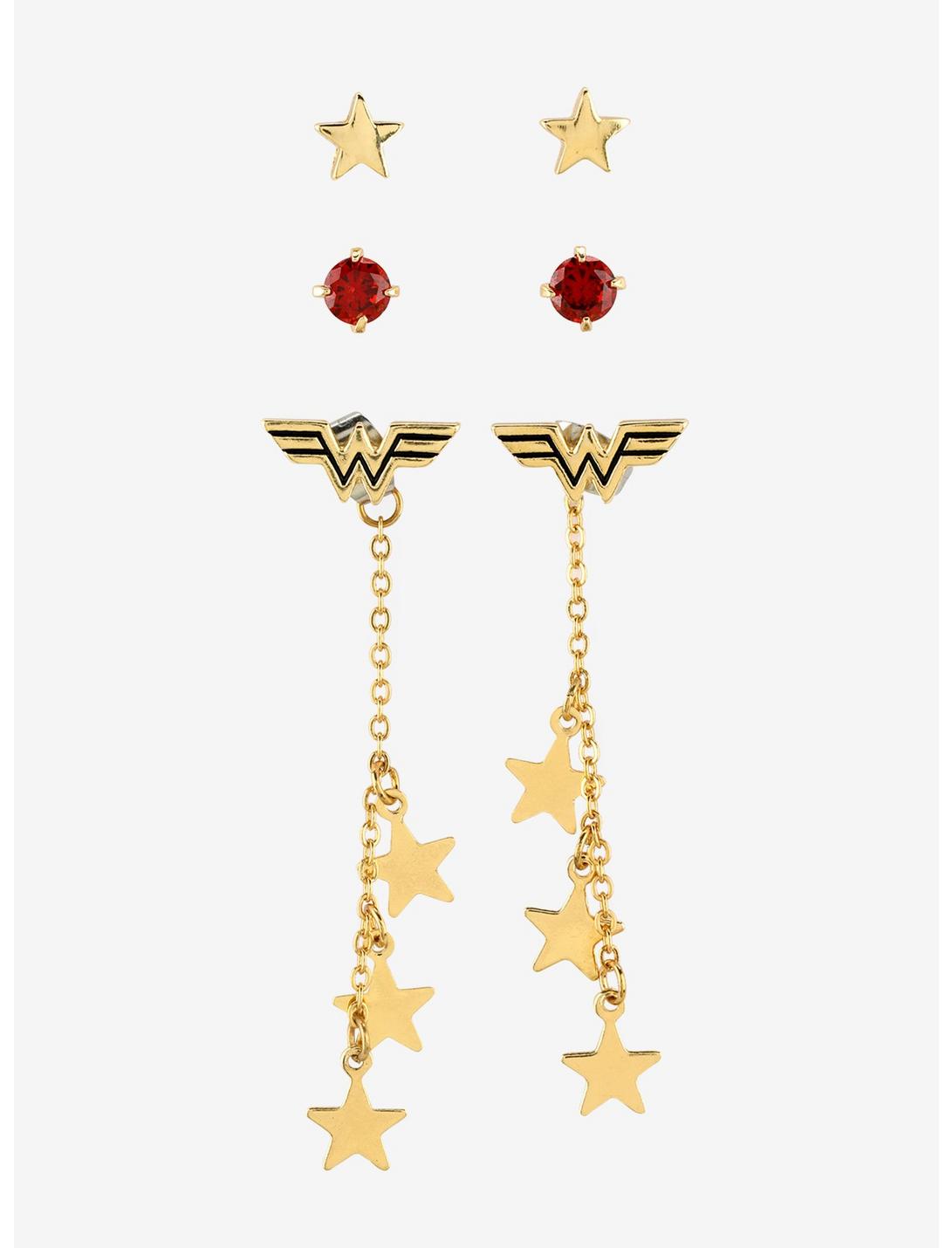DC Comics Wonder Woman Star Dangle Earring Set, , hi-res
