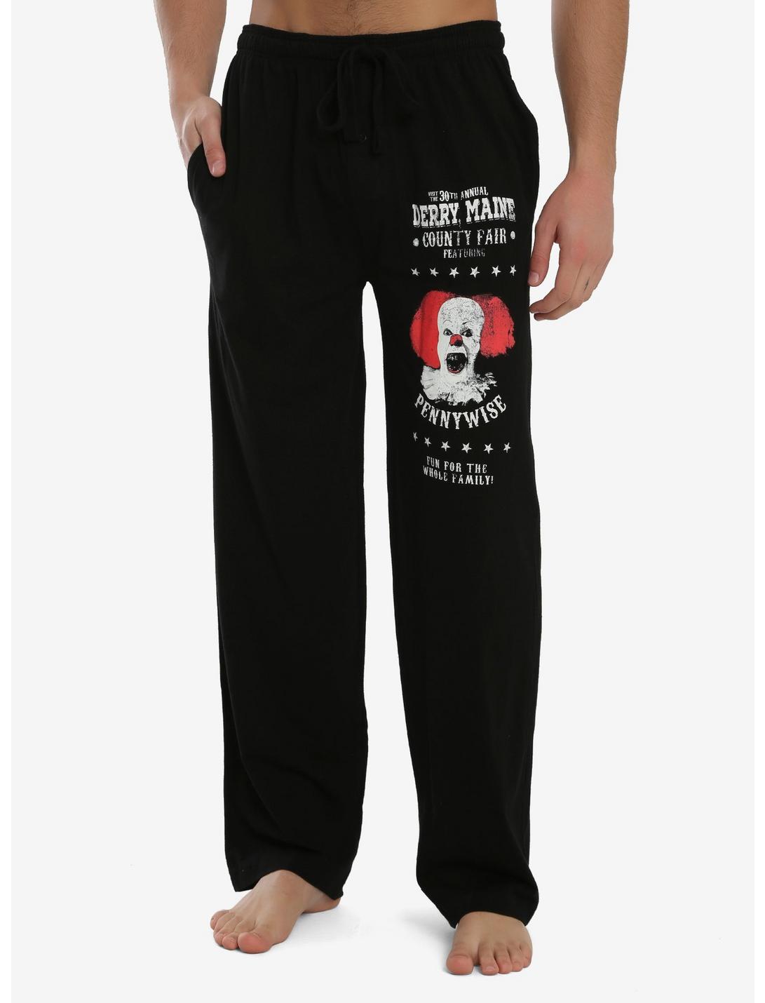 IT Pennywise Derry County Fair Pennywise Guys Pajama Pants, BLACK, hi-res