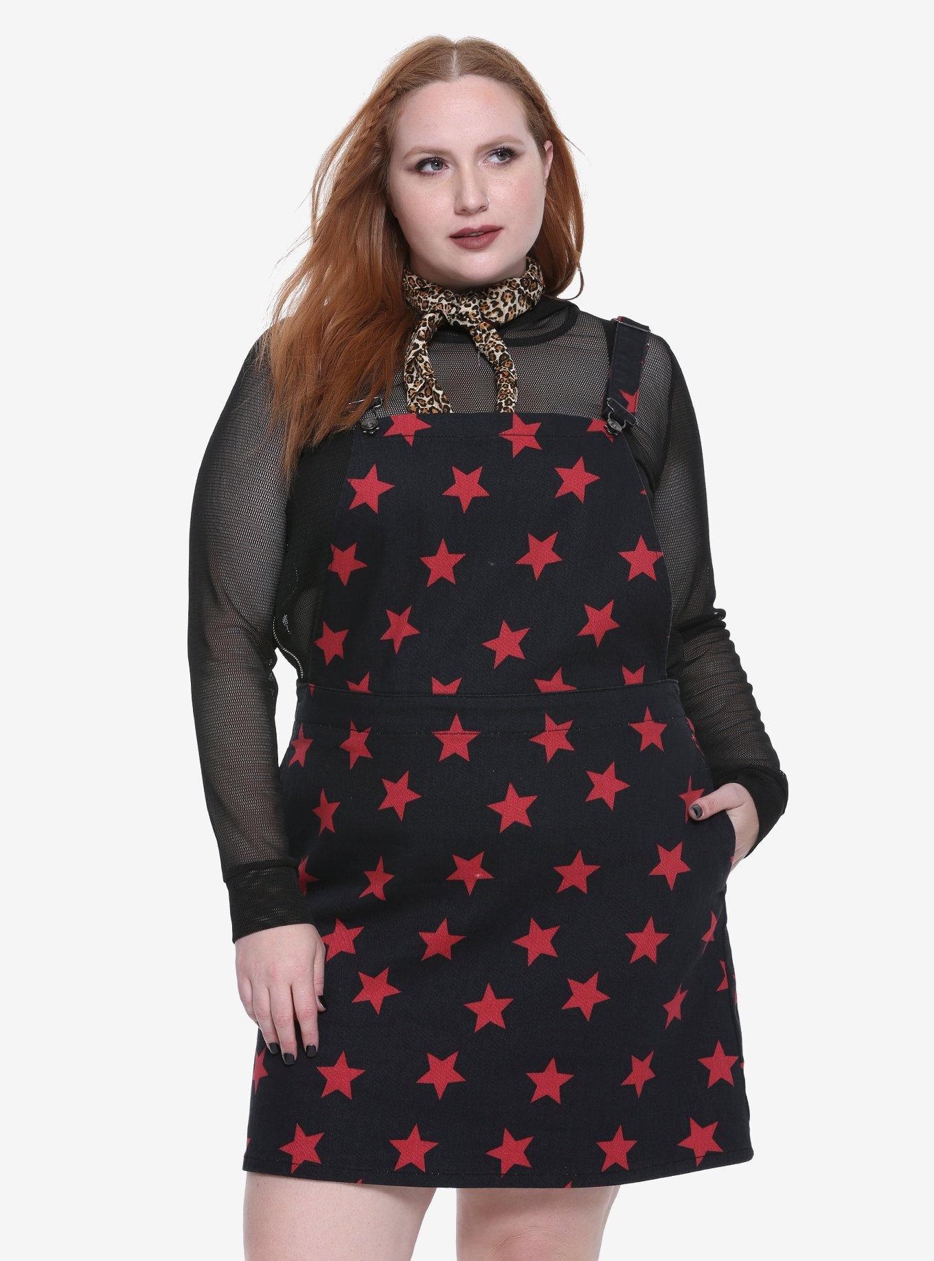 Blackheart Black & Red Star Skirtall Plus Size, BLACK, hi-res