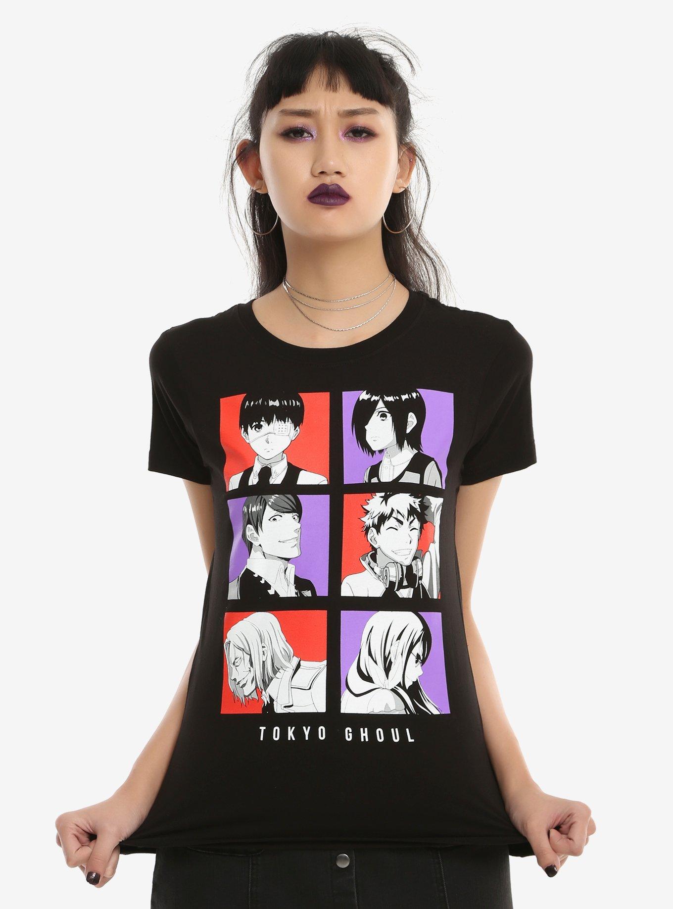 Tokyo Ghoul Character Grid Girls T-Shirt, BLACK, hi-res