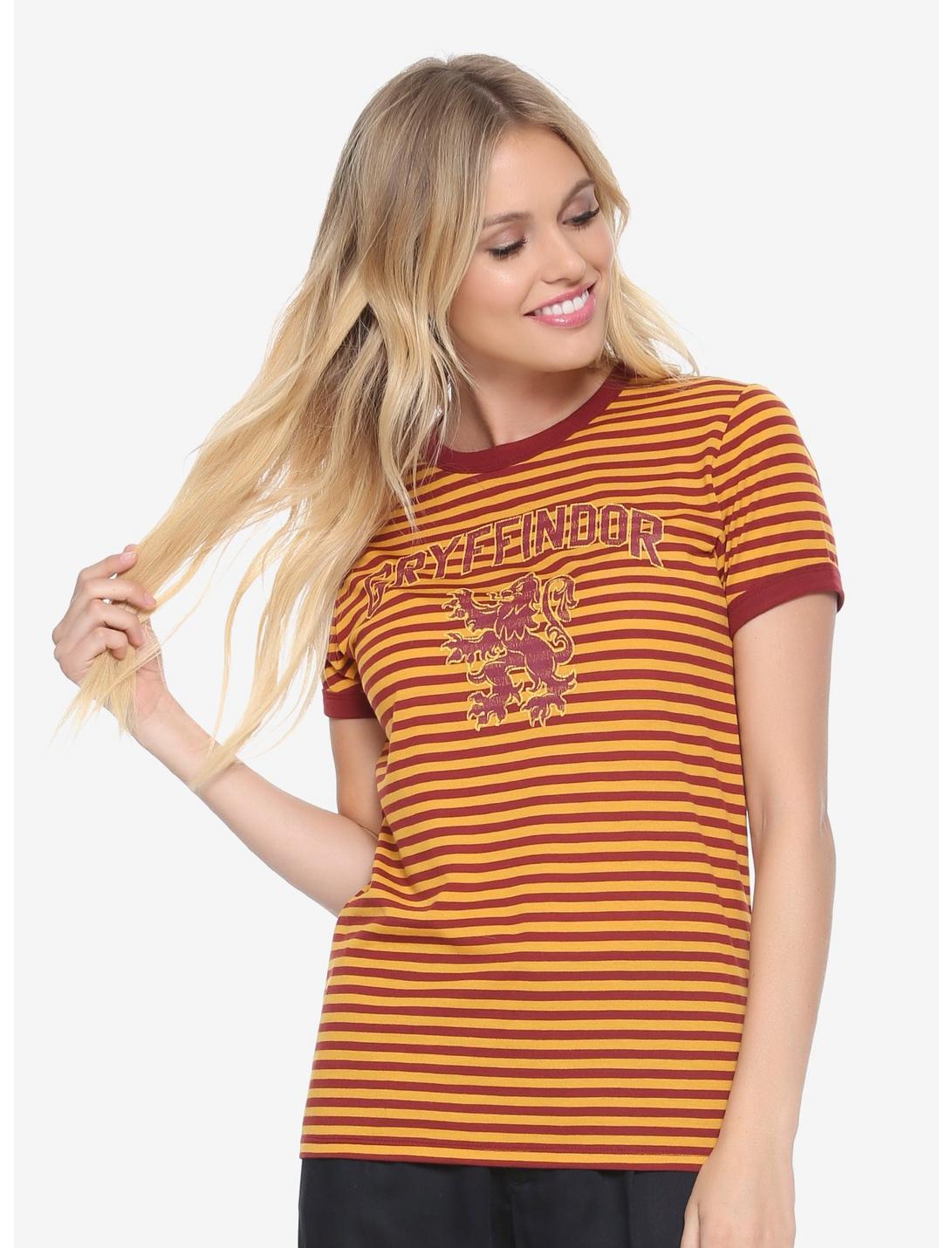 Harry Potter Gryffindor Striped Womens Ringer Tee - BoxLunch Exclusive, RED, hi-res
