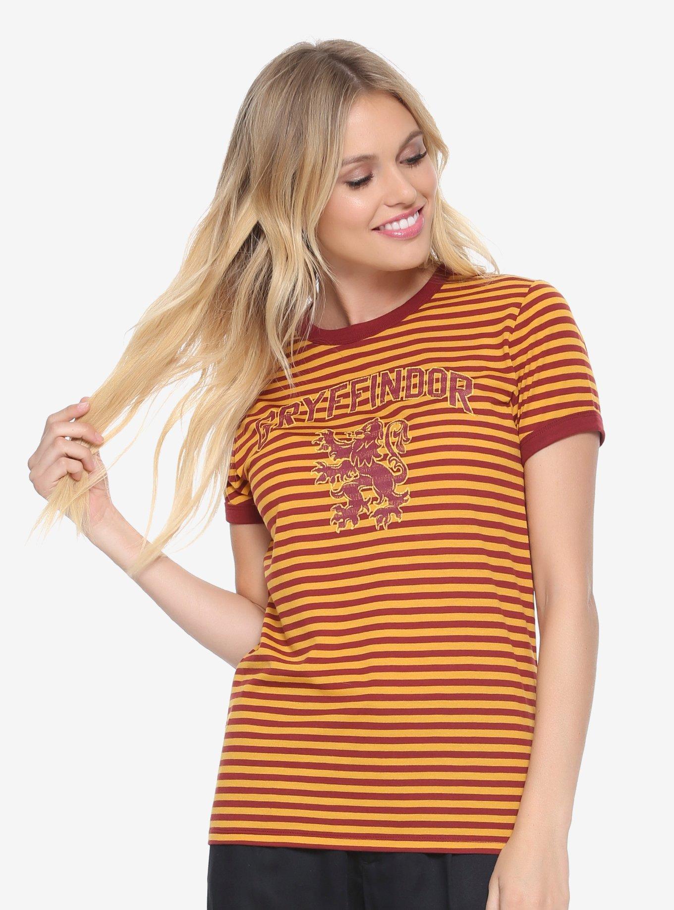 Harry Potter Gryffindor Striped Womens Ringer Tee - BoxLunch Exclusive, RED, hi-res