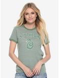 Harry Potter Slytherin Striped Womens Ringer Tee - BoxLunch Exclusive, OLIVE, hi-res