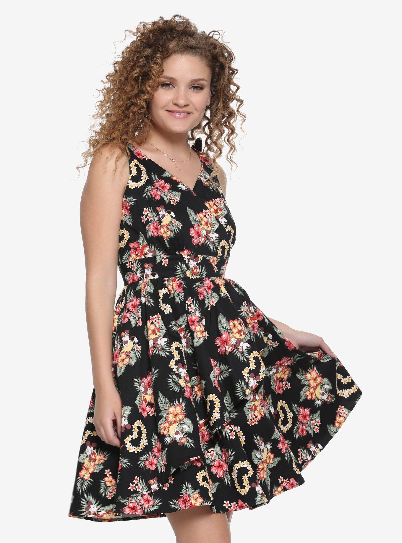Disney Mickey Mouse & Minnie Mouse Retro Tie Shoulder Dress, MULTI, hi-res