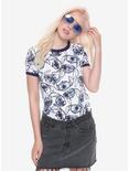 Disney Lilo & Stitch Allover Sketch Girls Ringer T-Shirt, BLUE, hi-res