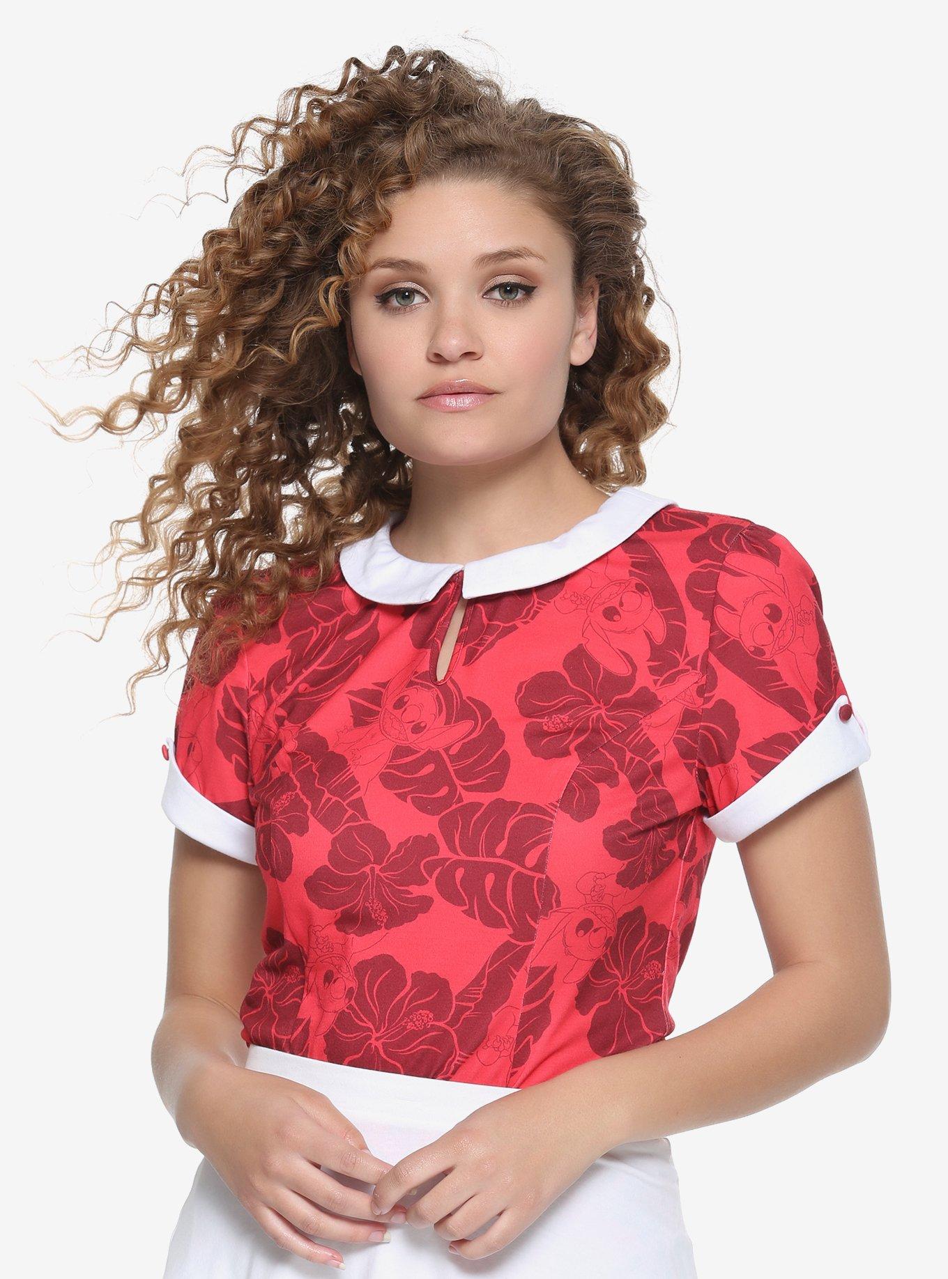 Disney Lilo & Stitch Floral Peter Pan Collar Top, MULTI, hi-res