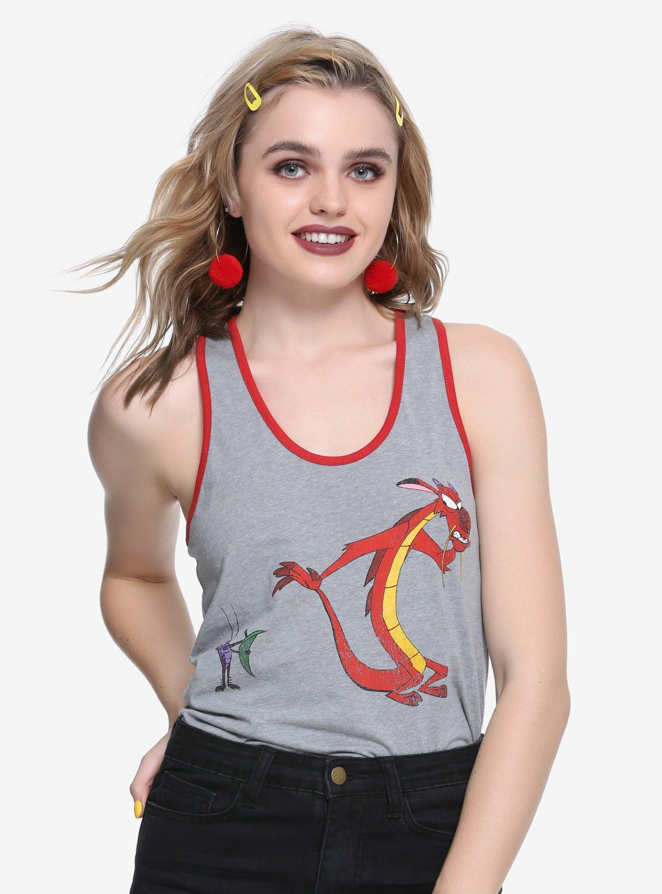 Disney Mulan Mushu Dishonor Girls Ringer Tank Top, RED, hi-res