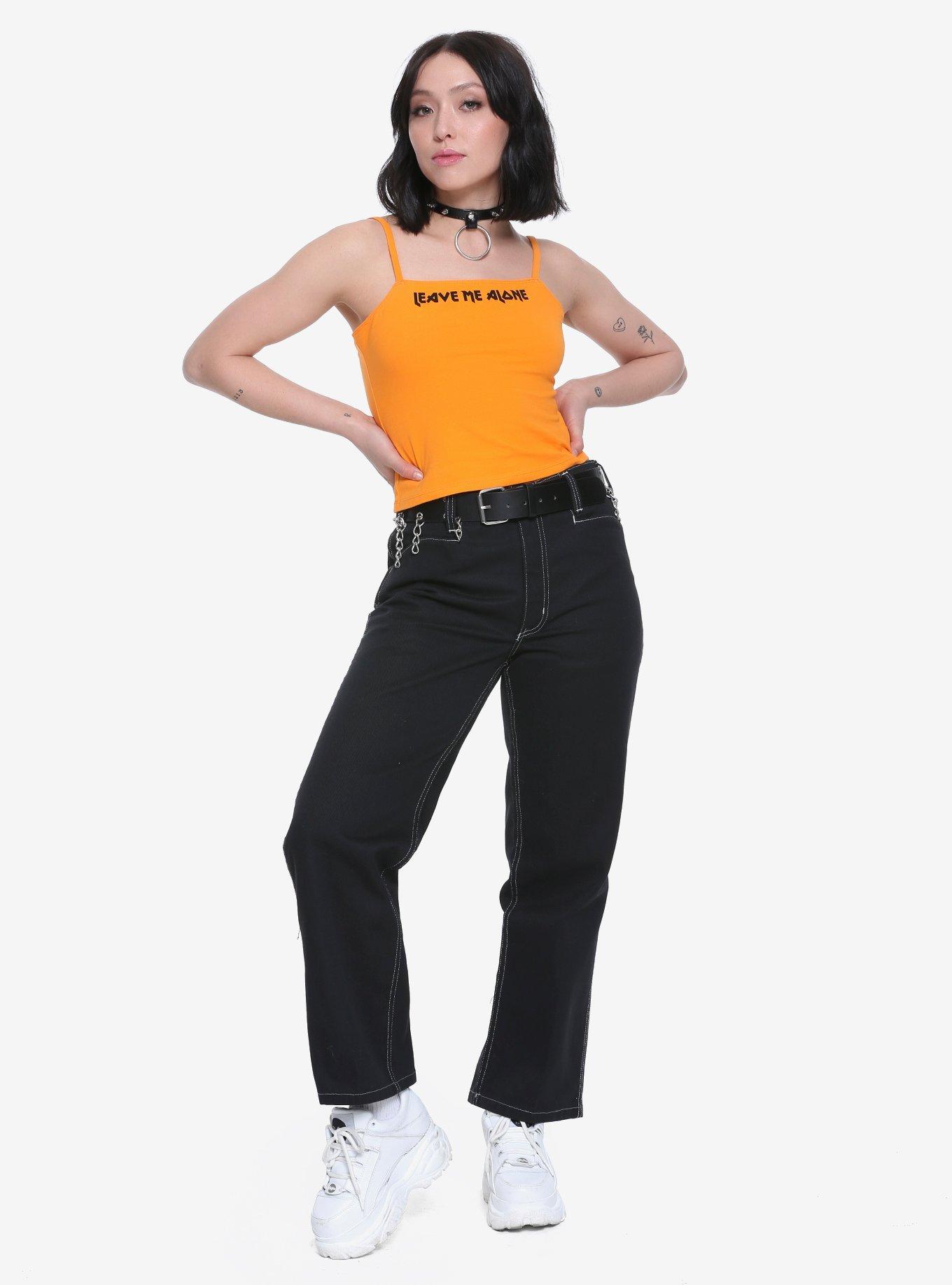 Orange Leave Me Alone Girls Crop Cami, ORANGE, hi-res