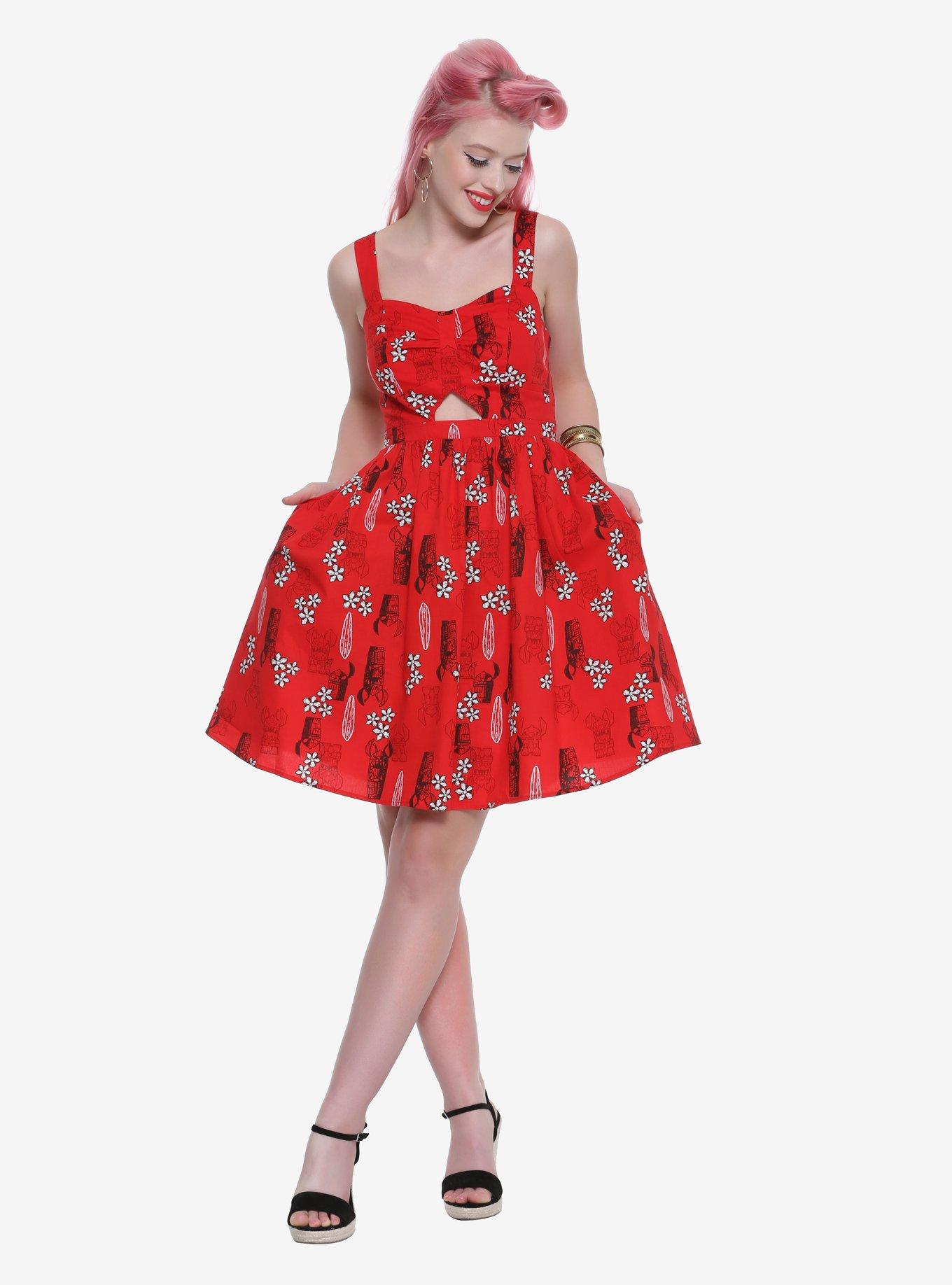 Her Universe Disney Lilo & Stitch Retro Cut-Out Dress, RED, hi-res