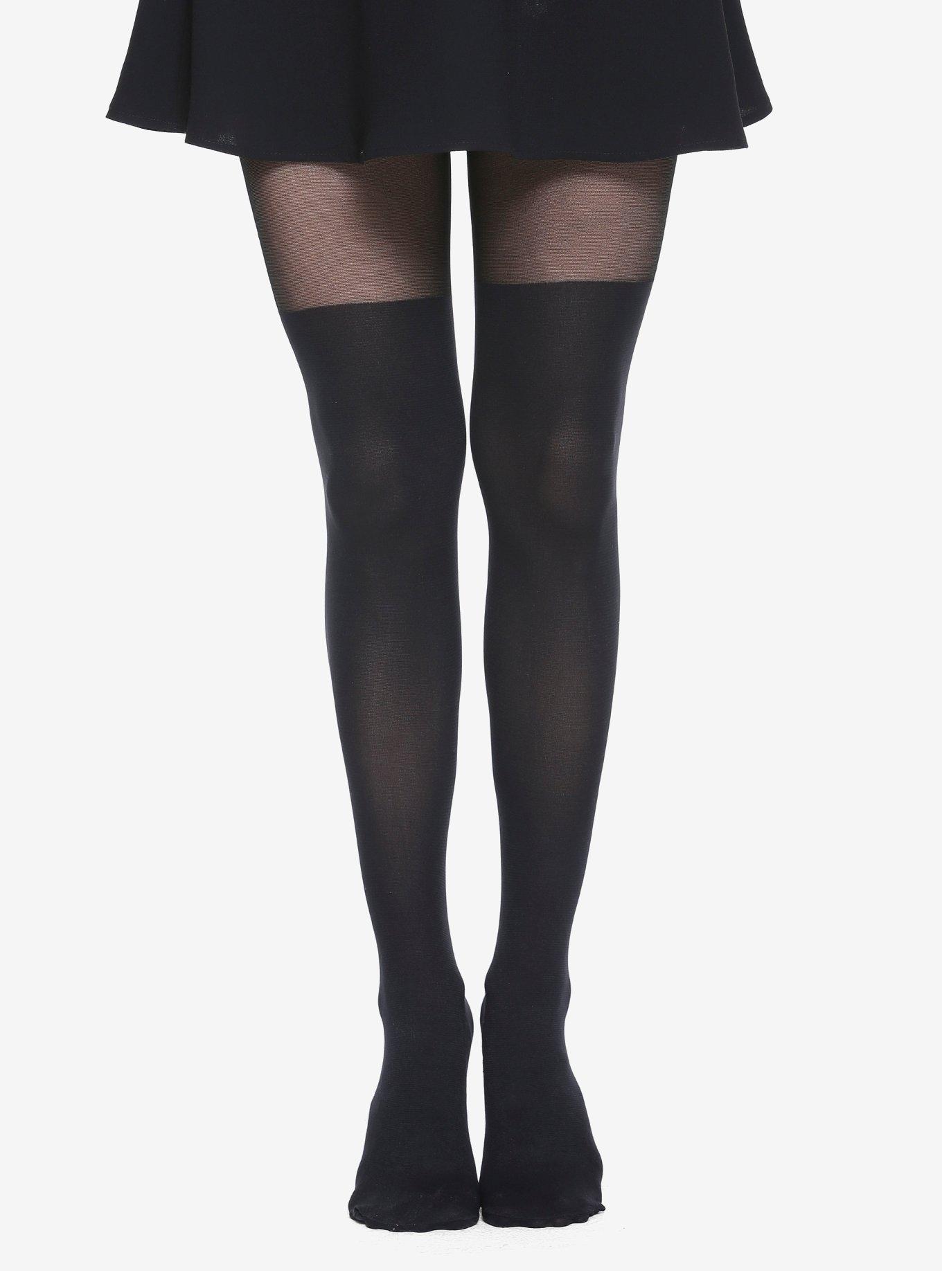 White/Black Basic Fake Over Knee Thigh High Tights CP130053 – Cospicky