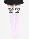 Pink Checkerboard Go Away Over-The-Knee Socks, , hi-res