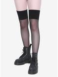 Black Sheer Wide Cuff Thigh Highs, , hi-res