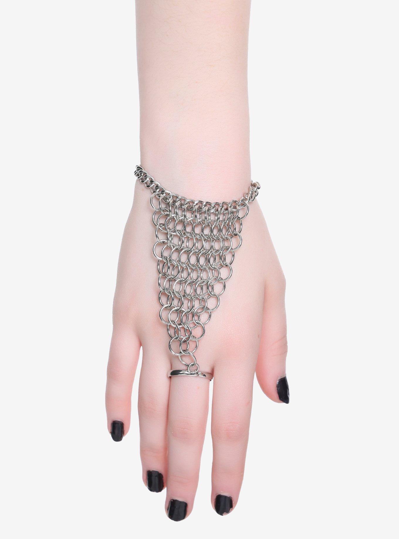 Blackheart Chainmail Hand Chain, , hi-res