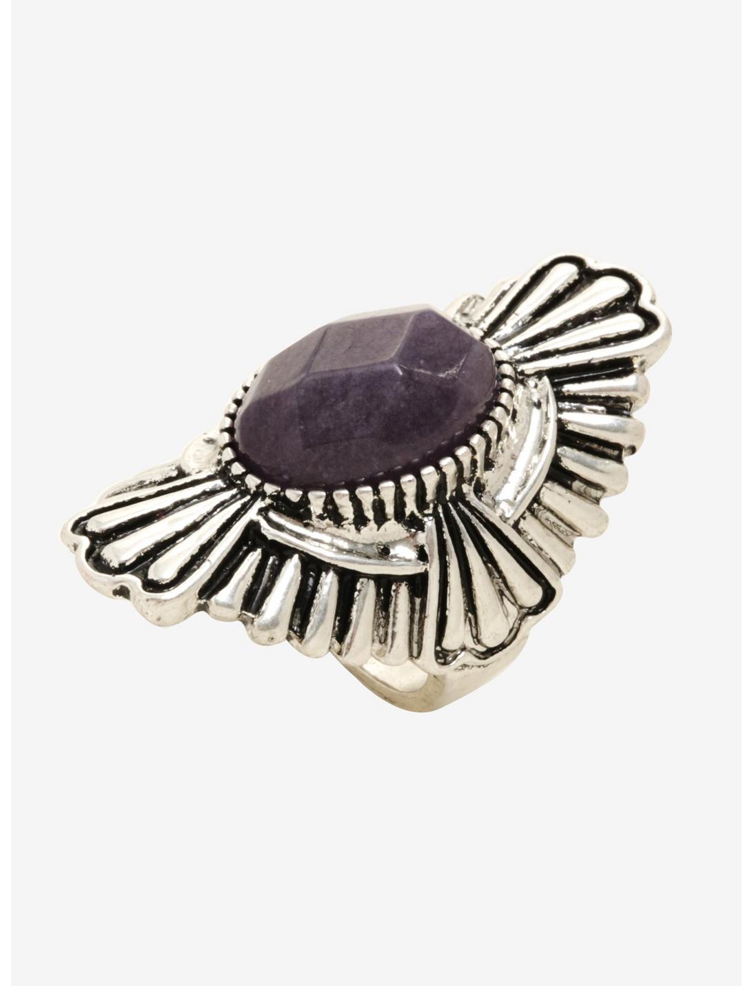 Blackheart Purple Stone Art Deco Ring, , hi-res