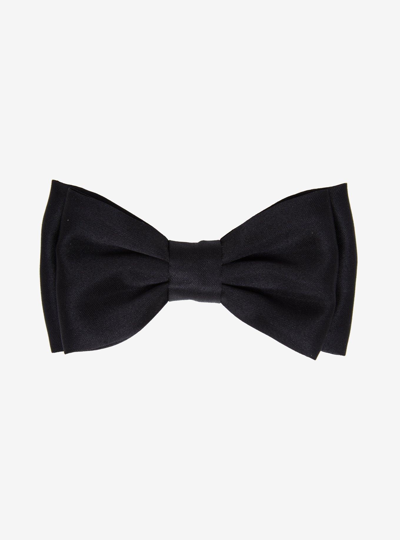 Black Satin Hair Bow, , hi-res