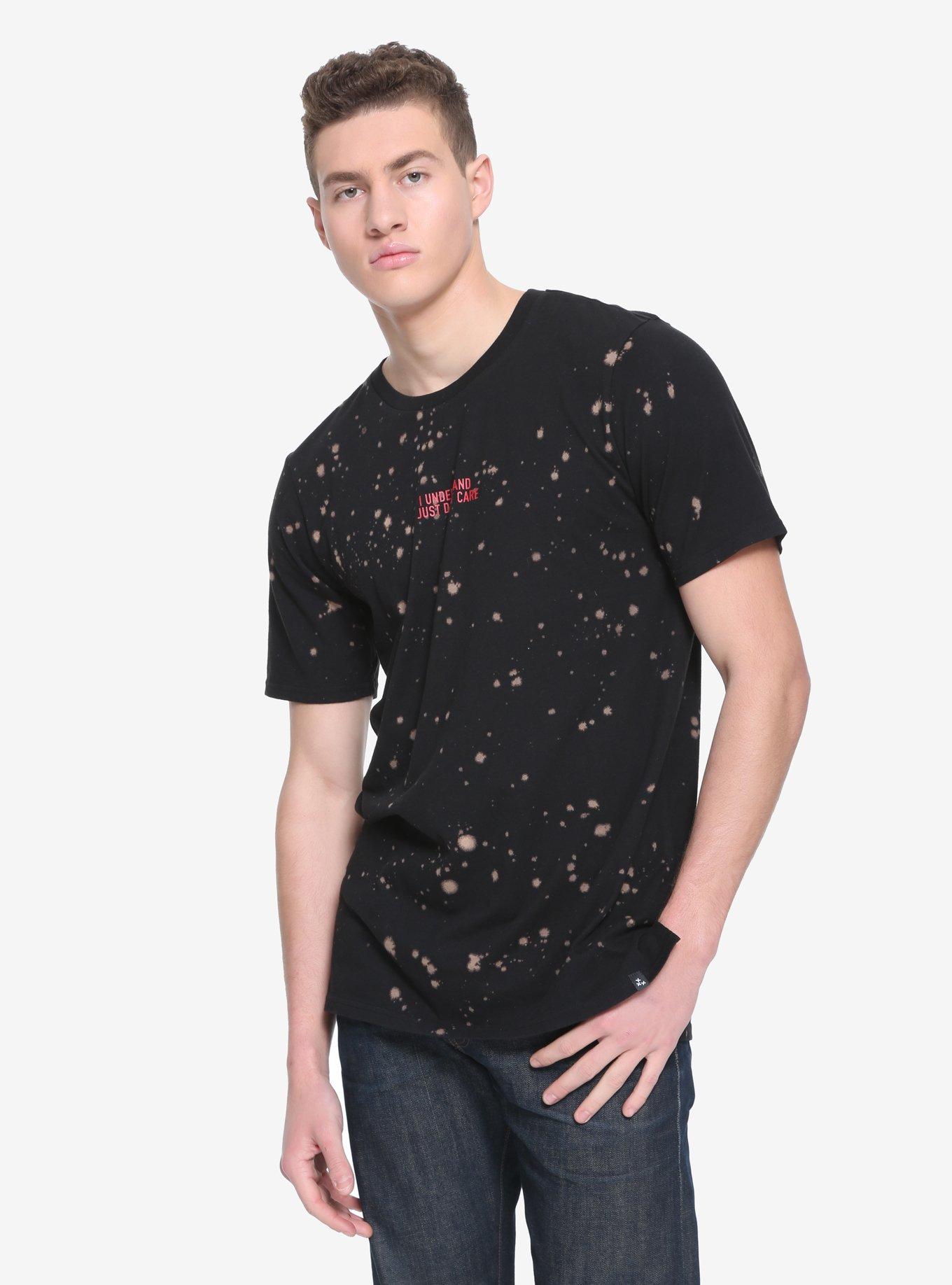 XXX RUDE Just Don't Care Bleach Splatter T-Shirt, BLACK, hi-res