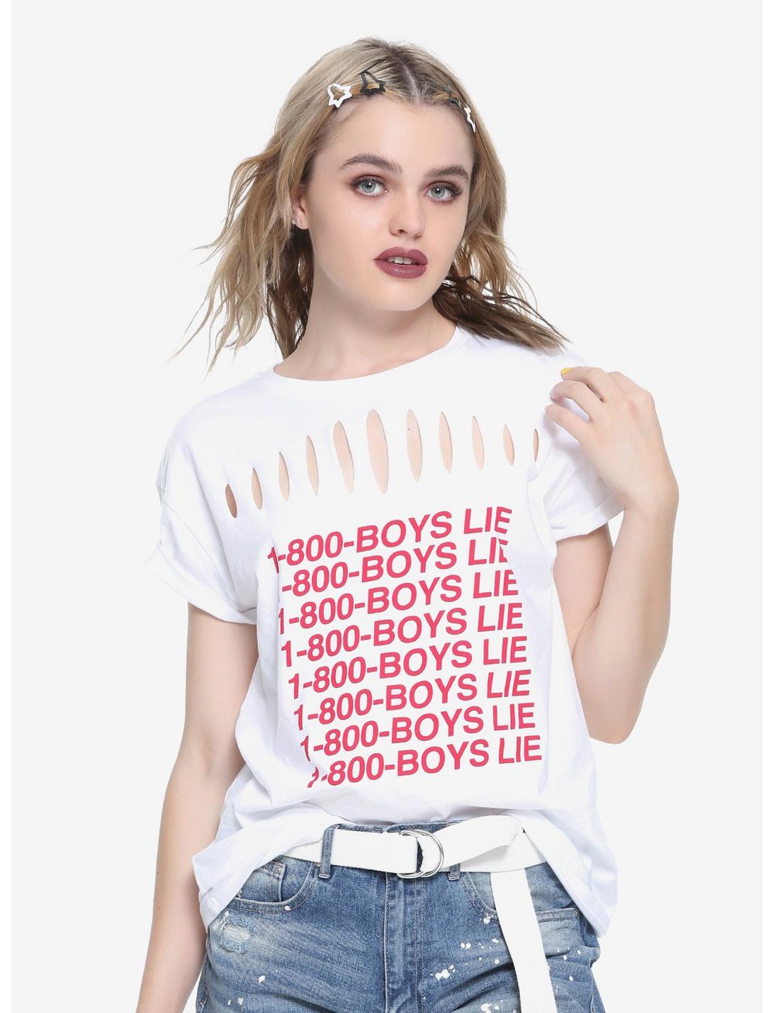 Boys Lie Slashed Girls T-Shirt, IVORY, hi-res