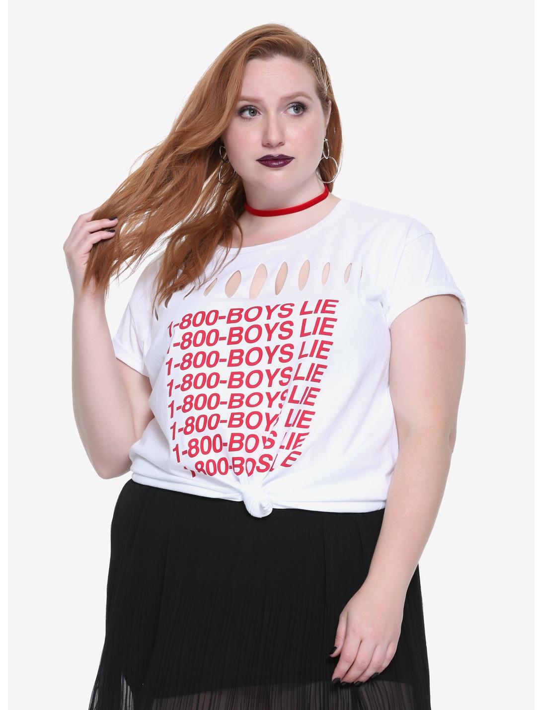 Boys Lie Slashed Girls T-Shirt Plus Size, IVORY, hi-res