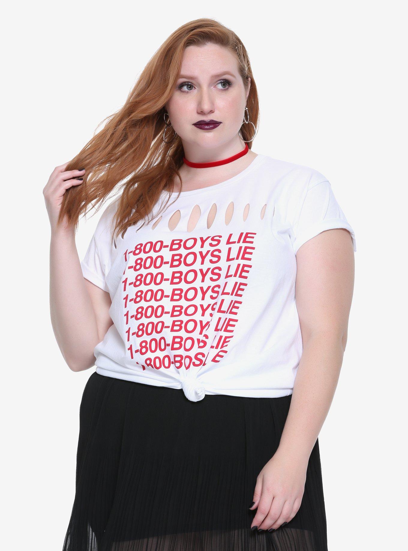 Boys Lie Slashed Girls T-Shirt Plus Size, IVORY, hi-res