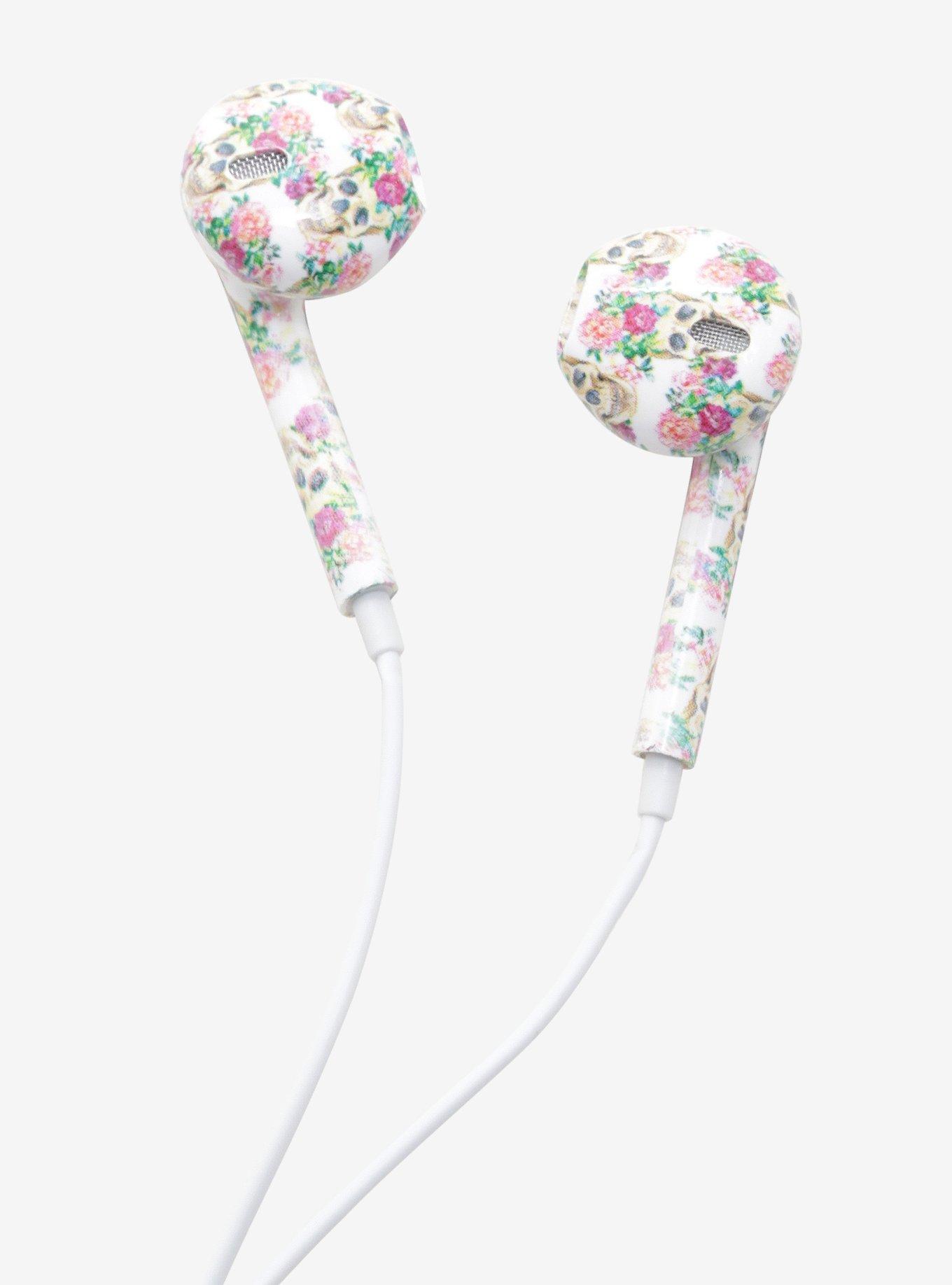 Skull Floral Earbuds, , hi-res