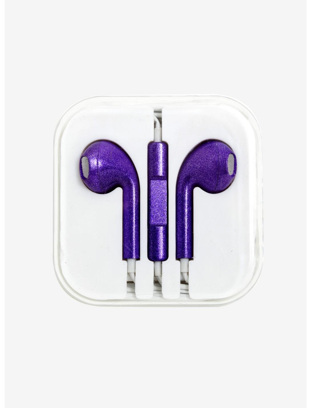 Metallic Glitter Purple Earbuds, , hi-res