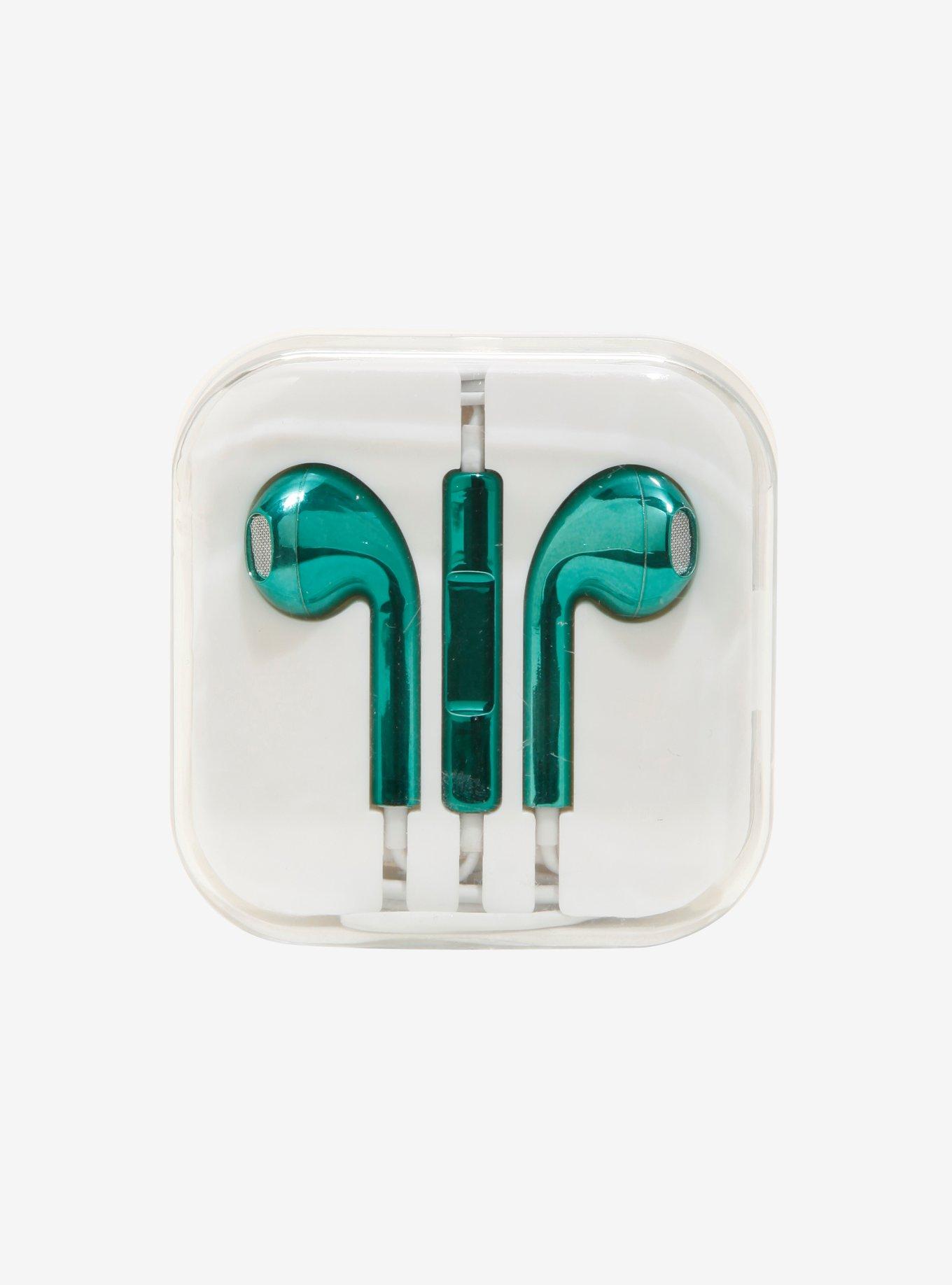 Teal Metallic Earbuds, , hi-res