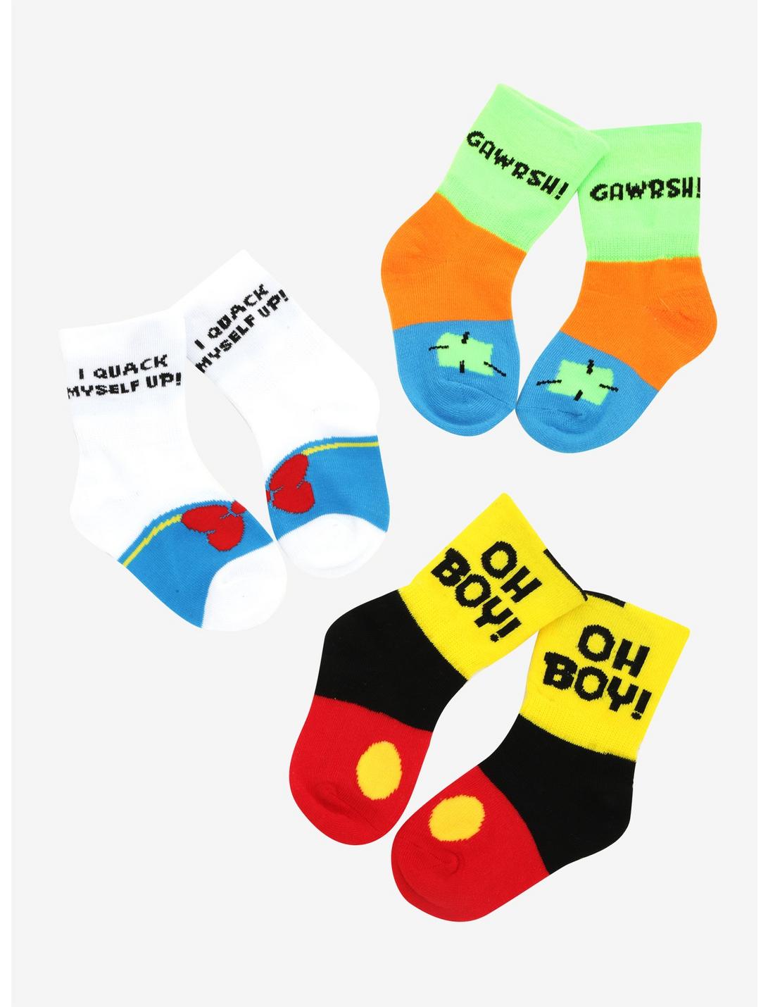 Disney Mickey Mouse & Friends Cuffed Toddler Socks 3 Pair, , hi-res