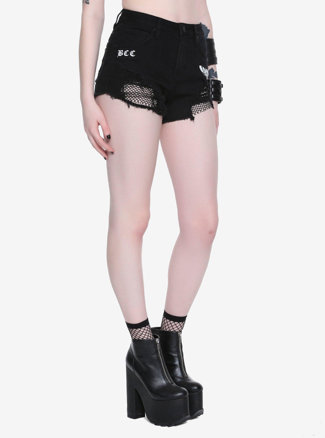 BlackCraft Destroyed Patch Shorts Hot Topic Exclusive, BLACK, hi-res