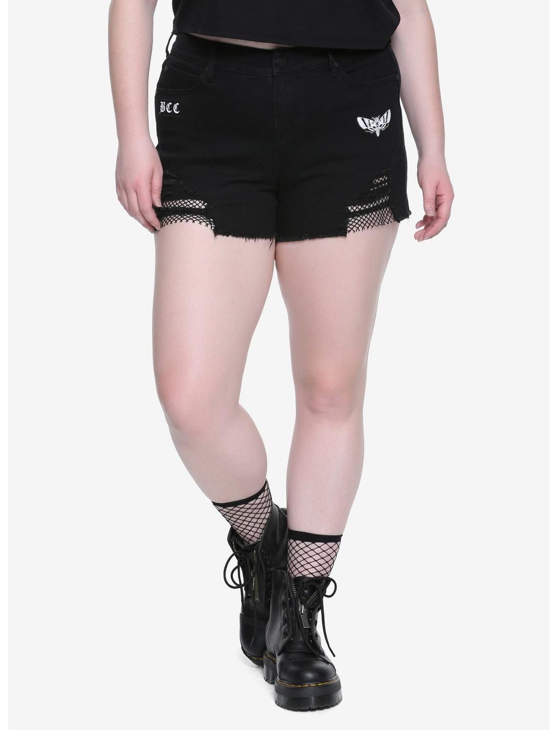 BlackCraft Destroyed Patch Shorts Plus Size Hot Topic Exclusive, BLACK, hi-res