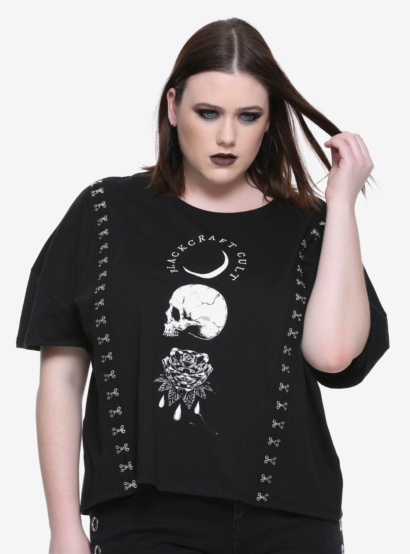 BlackCraft Hook & Eye Closure Girls Top Plus Size Hot Topic Exclusive, BLACK, hi-res