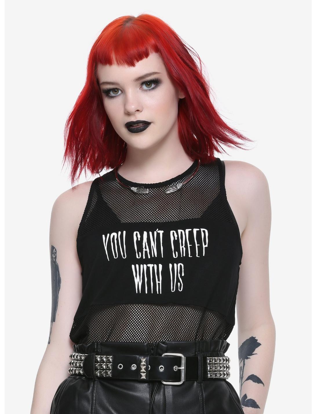 BlackCraft Creep With Us Inset Girls Fishnet Tank Top Hot Topic Exclusive, BLACK, hi-res