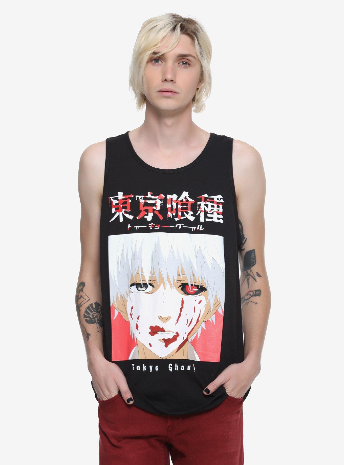 Tokyo Ghoul Ken Kaneki Bloody Face Tank Top, BLACK, hi-res