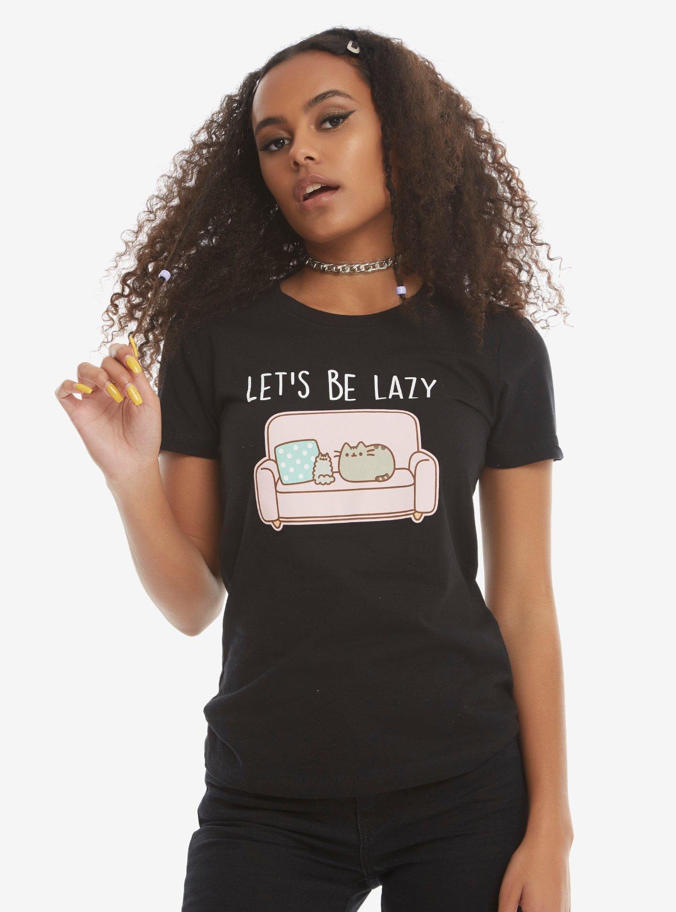 Pusheen Lazy Girls T-Shirt, BLACK, hi-res