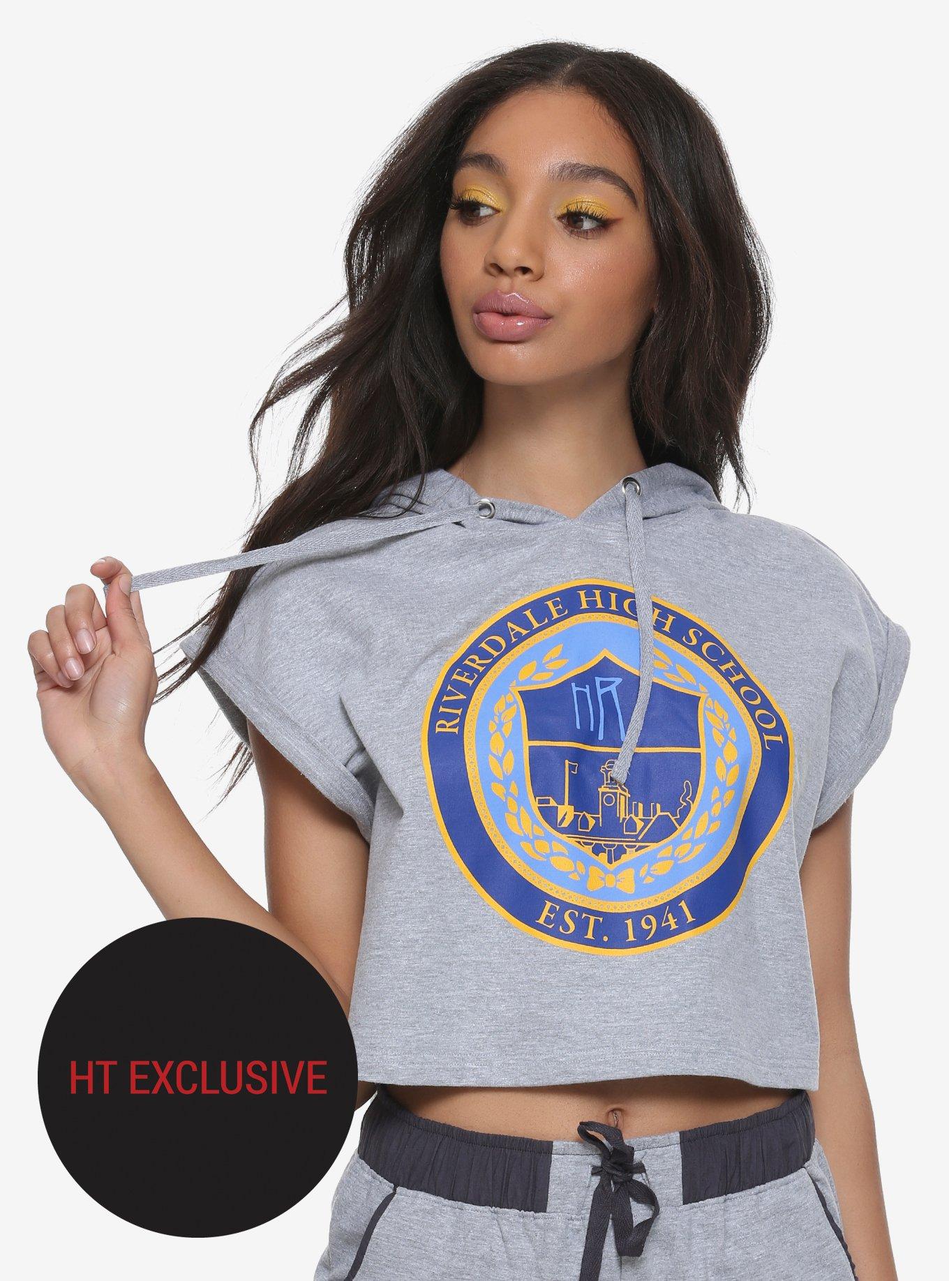 Riverdale Hooded Girls Crop Top Hot Topic Exclusive, GREY, hi-res