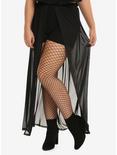Black Mesh Layered Maxi Skirt Plus Size, BLACK, hi-res