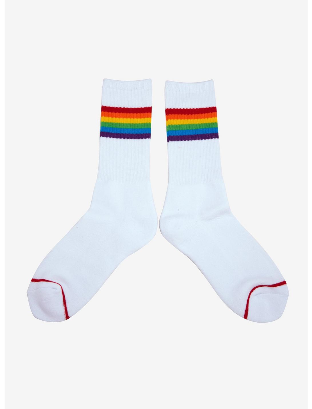 XXX RUDE Rainbow Varsity Striped Crew Socks, , hi-res