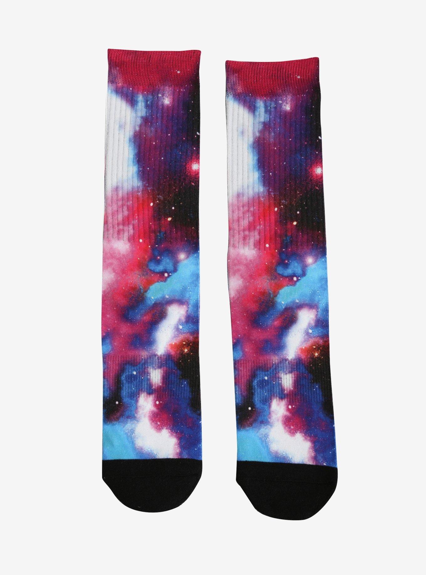 Galaxy Print Crew Socks, , hi-res