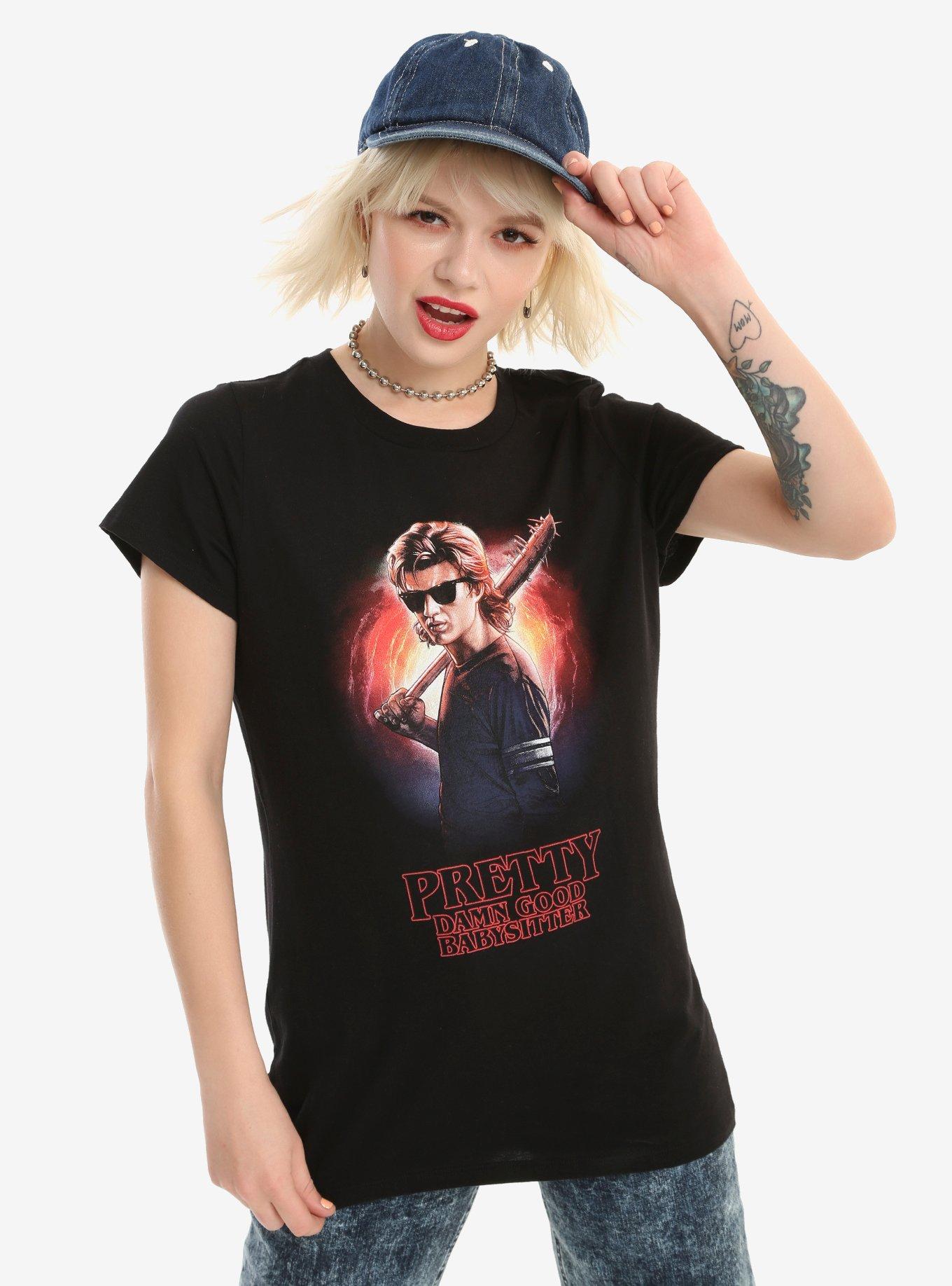 Stranger Things Babysitter Steve Girls T-Shirt, BLACK, hi-res