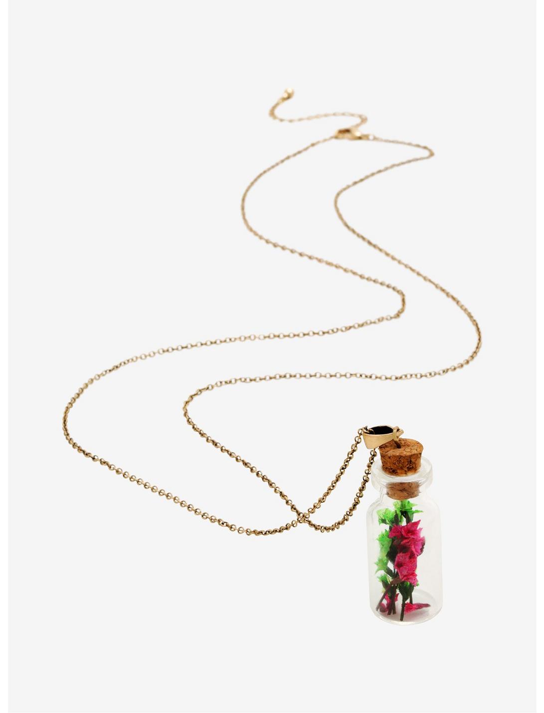 Red Flower Bottled Necklace - BoxLunch Exclusive, , hi-res